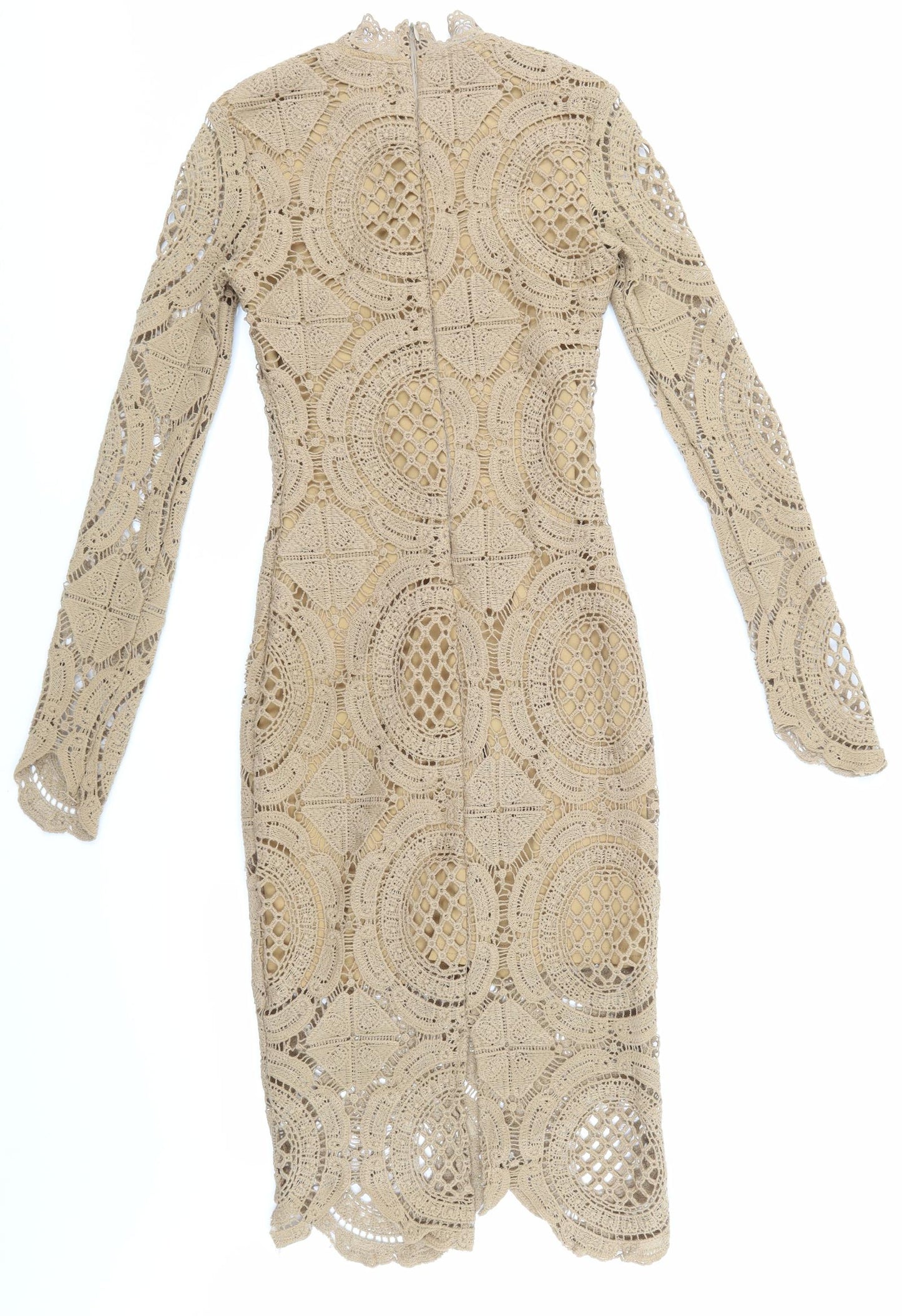 AX Paris Womens Beige Argyle/Diamond Lace Pencil Dress  Size 8
