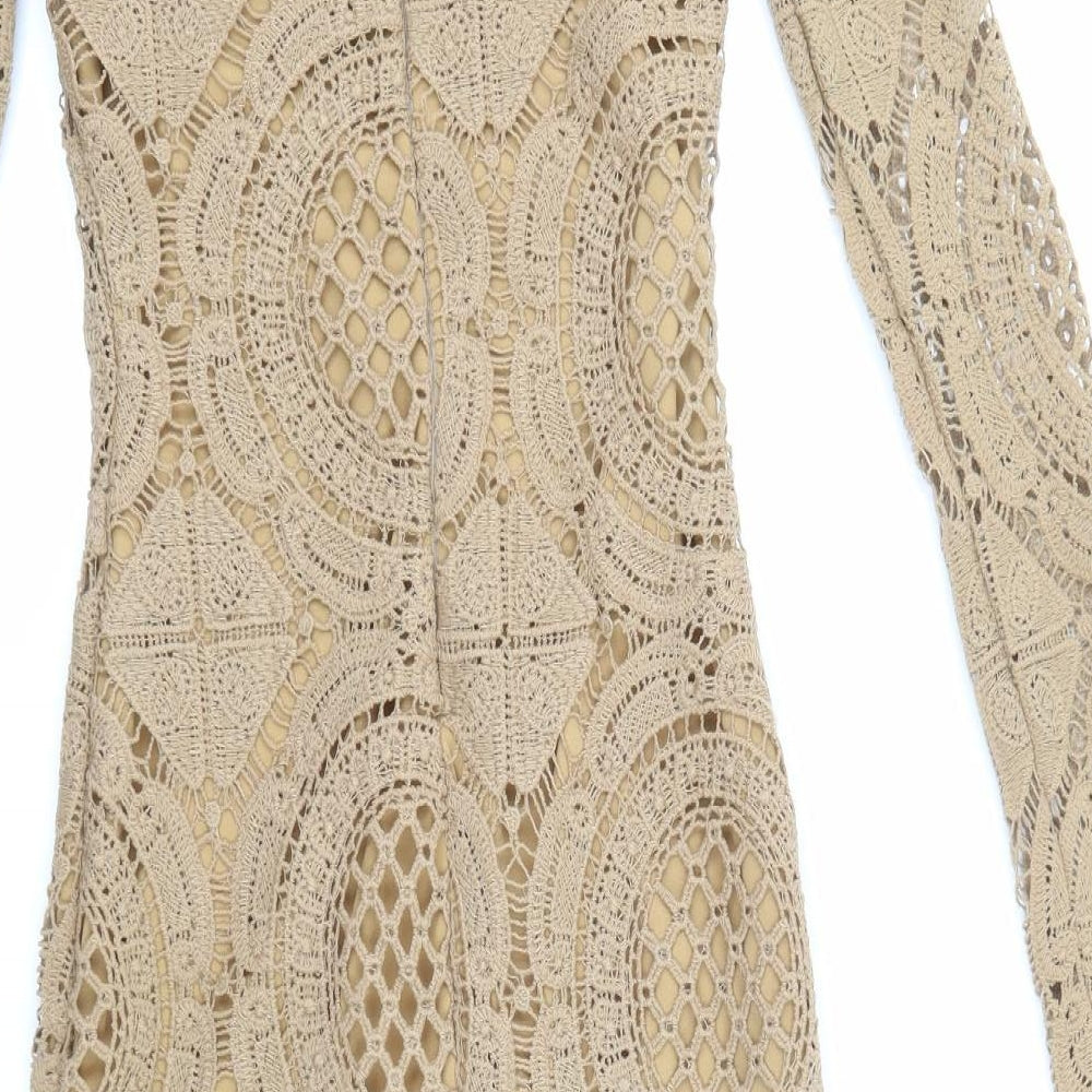AX Paris Womens Beige Argyle/Diamond Lace Pencil Dress  Size 8