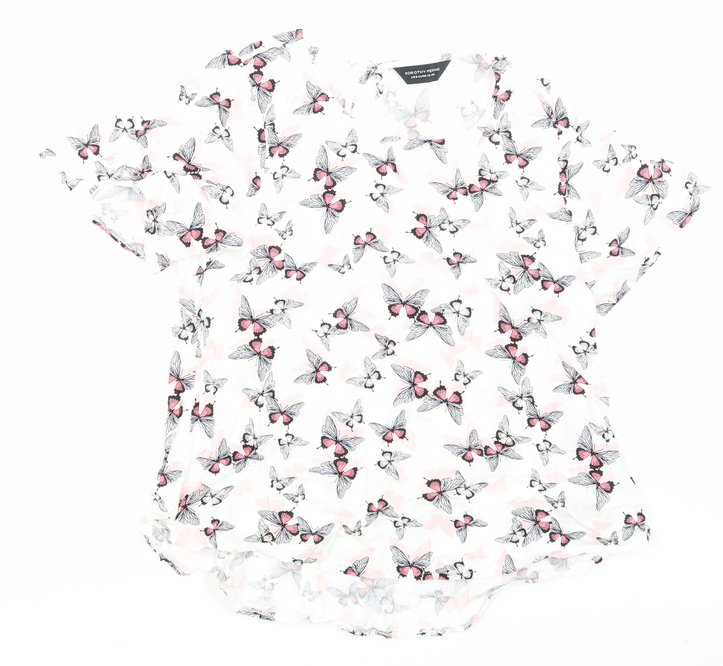 Dorothy Perkins Womens White Animal Print  Basic Blouse Size 12