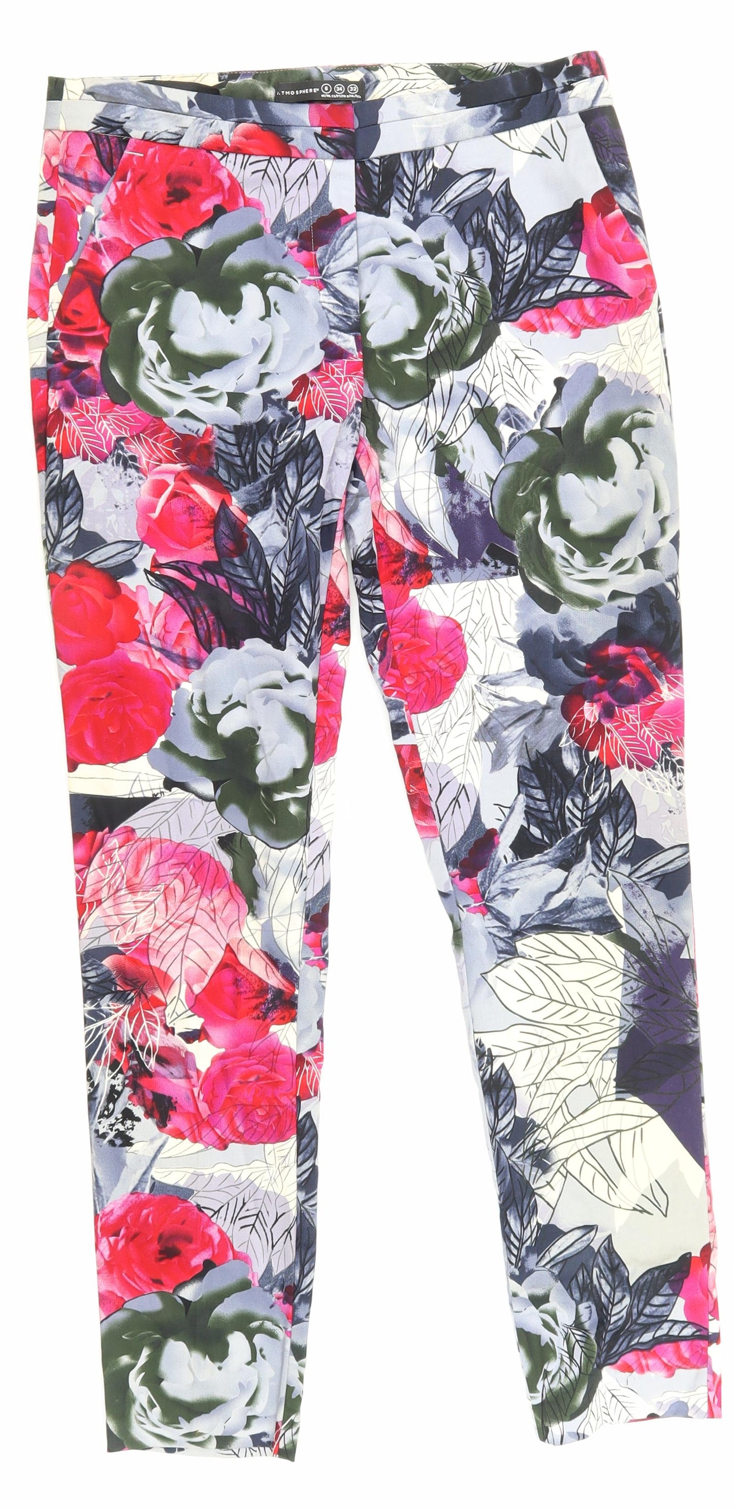 Primark Womens White Floral  Trousers  Size 6