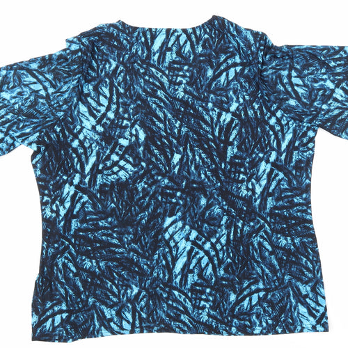 Divine Womens Blue Houndstooth  Basic T-Shirt Size 20