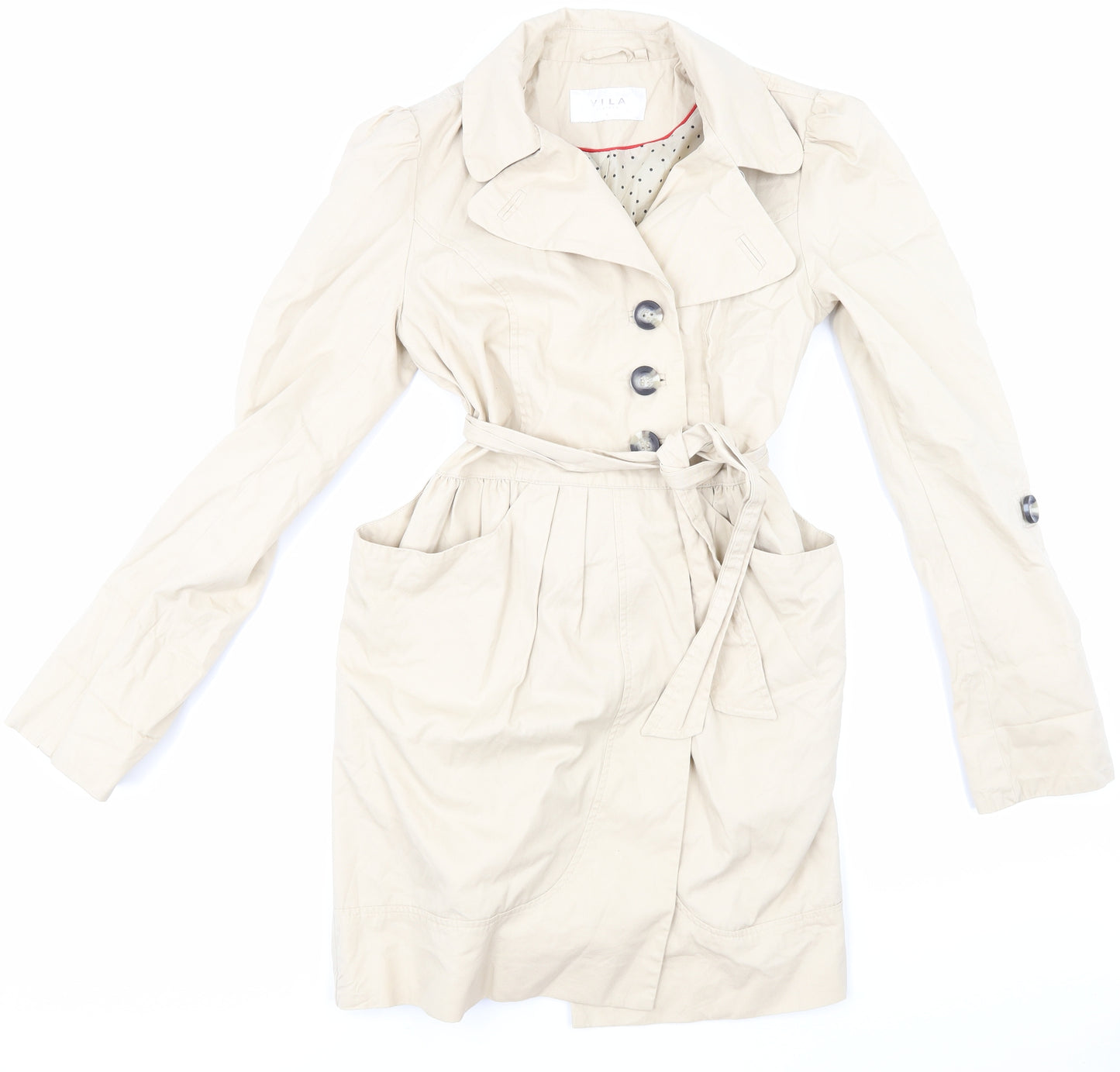 VILA Womens Beige   Trench Coat Coat Size S