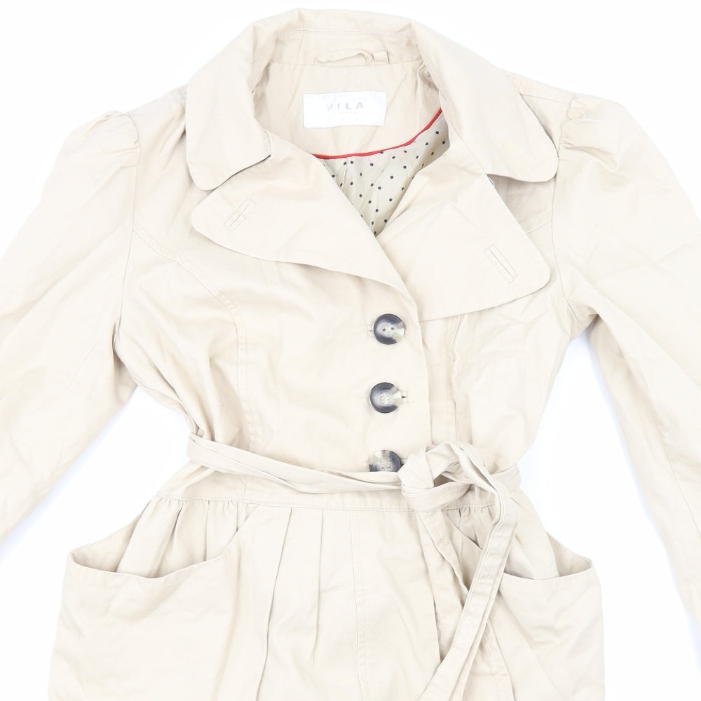 VILA Womens Beige   Trench Coat Coat Size S