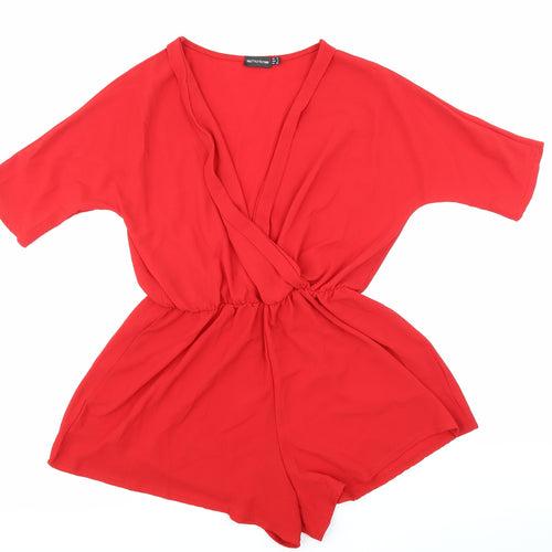PRETTYLITTLETHING Womens Red   Playsuit One-Piece Size 10