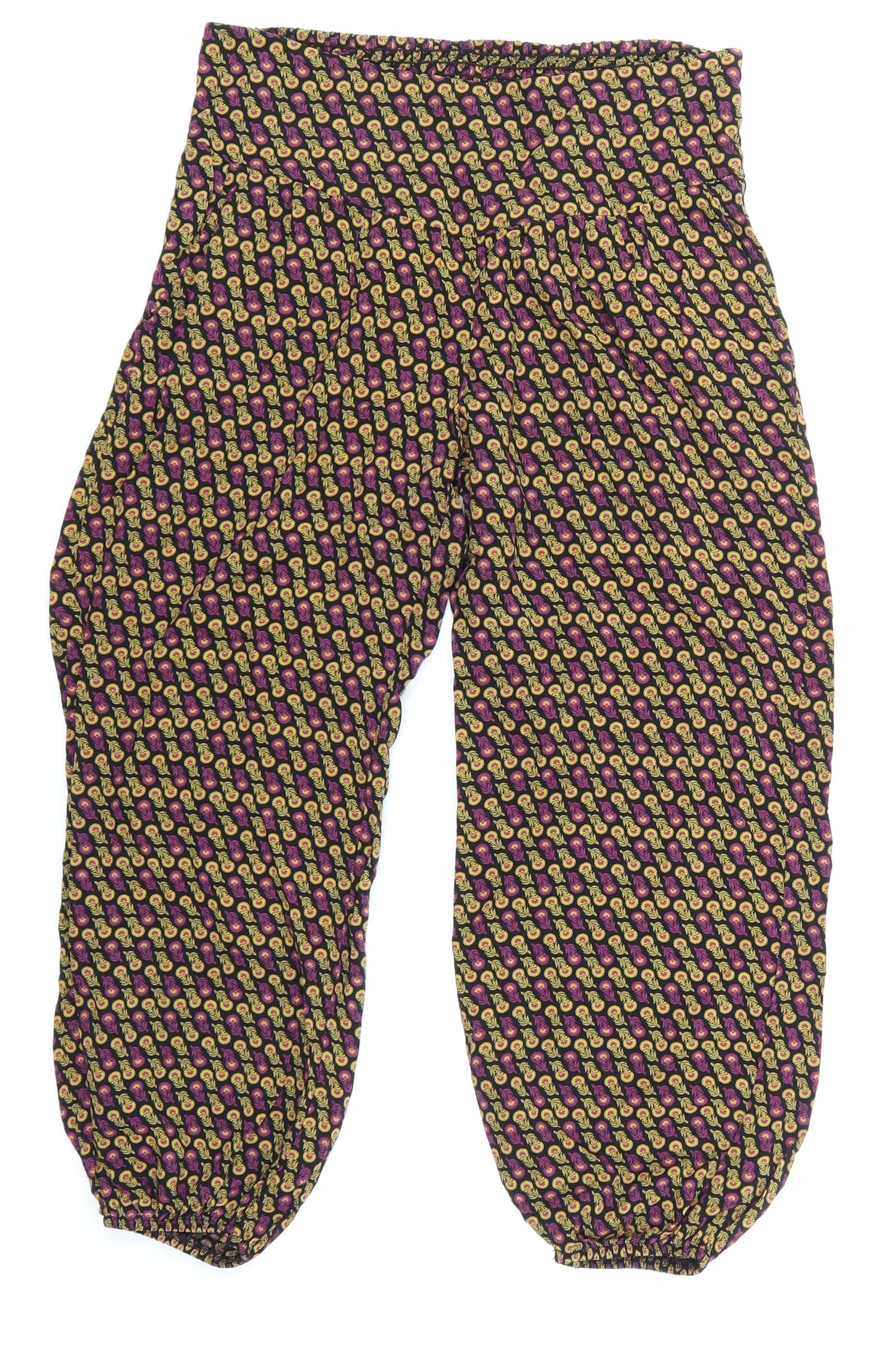 NEXT Womens Black Argyle/Diamond  Cropped Trousers Size 10