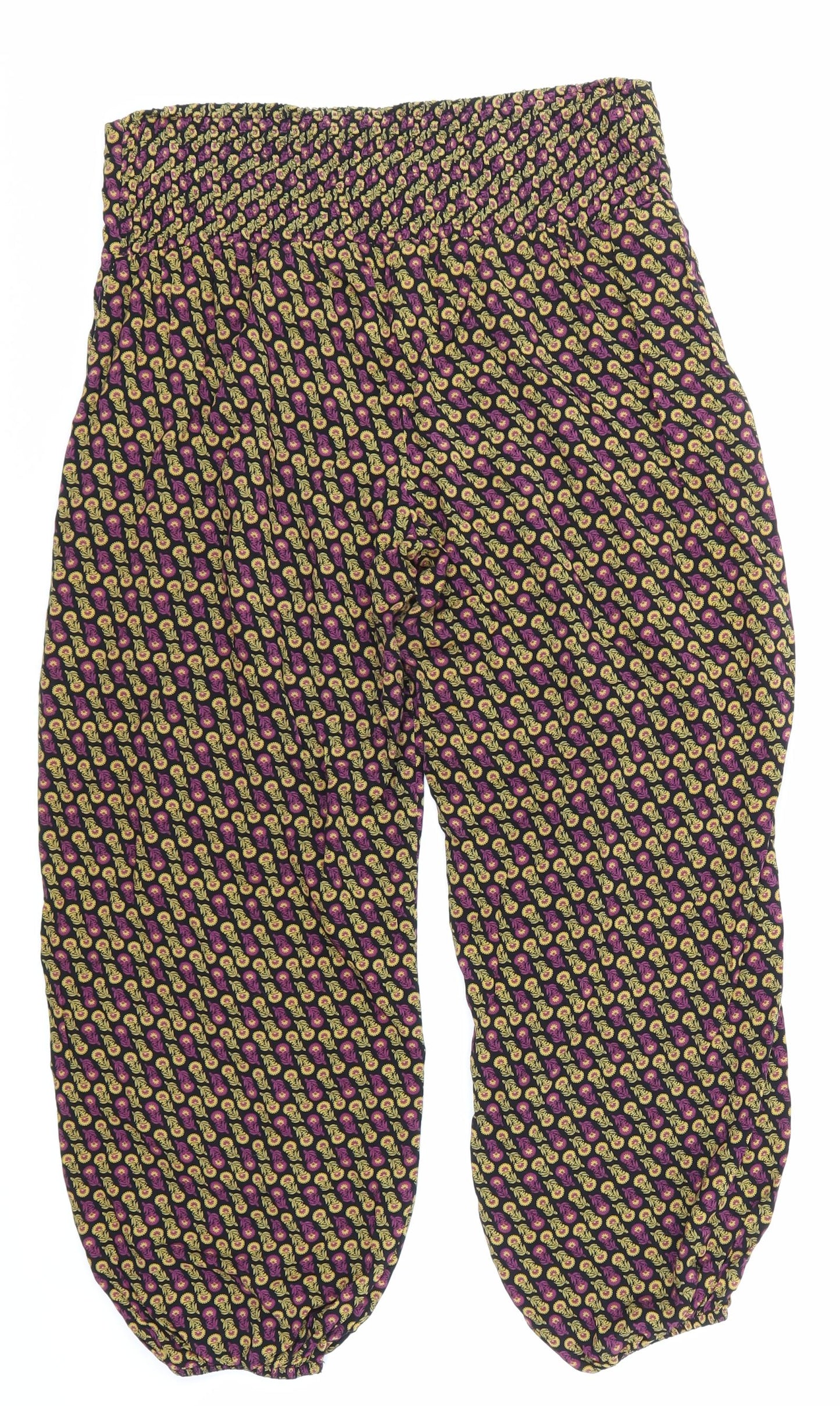 NEXT Womens Black Argyle/Diamond  Cropped Trousers Size 10