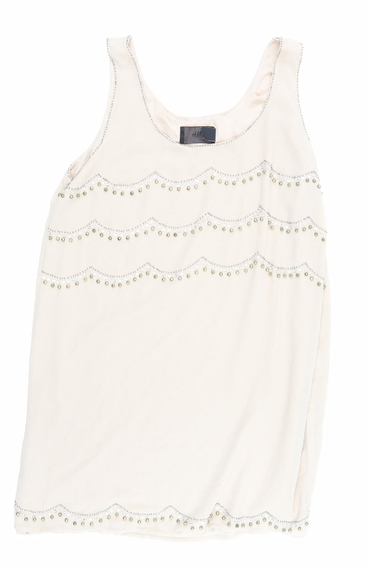 H&M Womens Beige Houndstooth  Skater Dress  Size 12