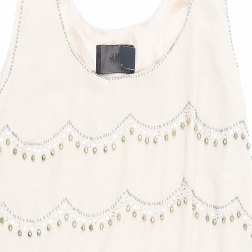 H&M Womens Beige Houndstooth  Skater Dress  Size 12