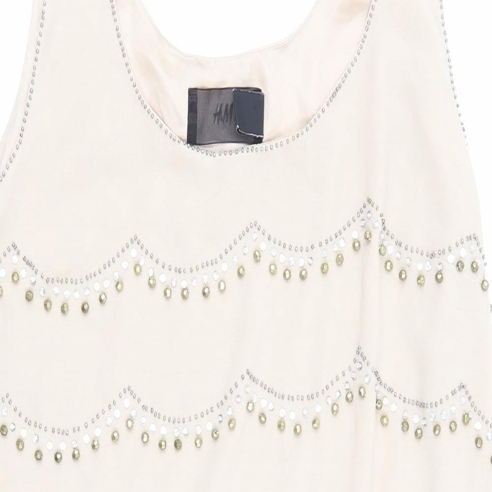 H&M Womens Beige Houndstooth  Skater Dress  Size 12