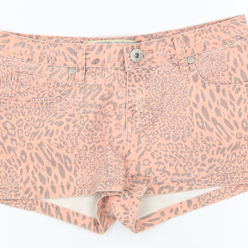 NewLook Girls Pink Animal Print Denim Boyfriend Shorts Size 14 Years