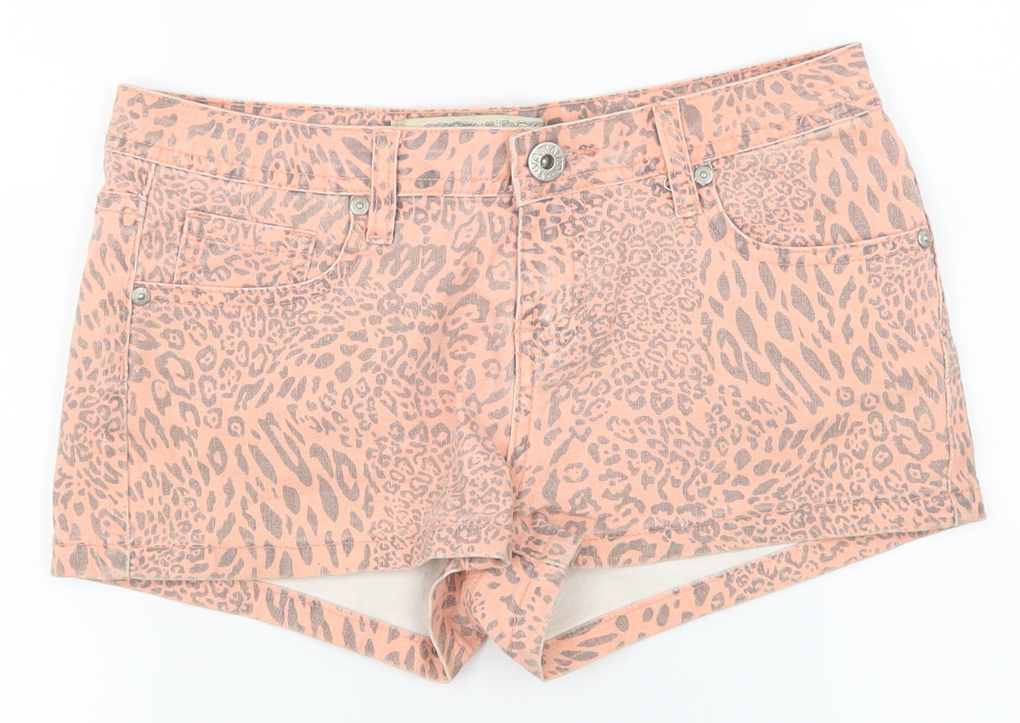 NewLook Girls Pink Animal Print Denim Boyfriend Shorts Size 14 Years