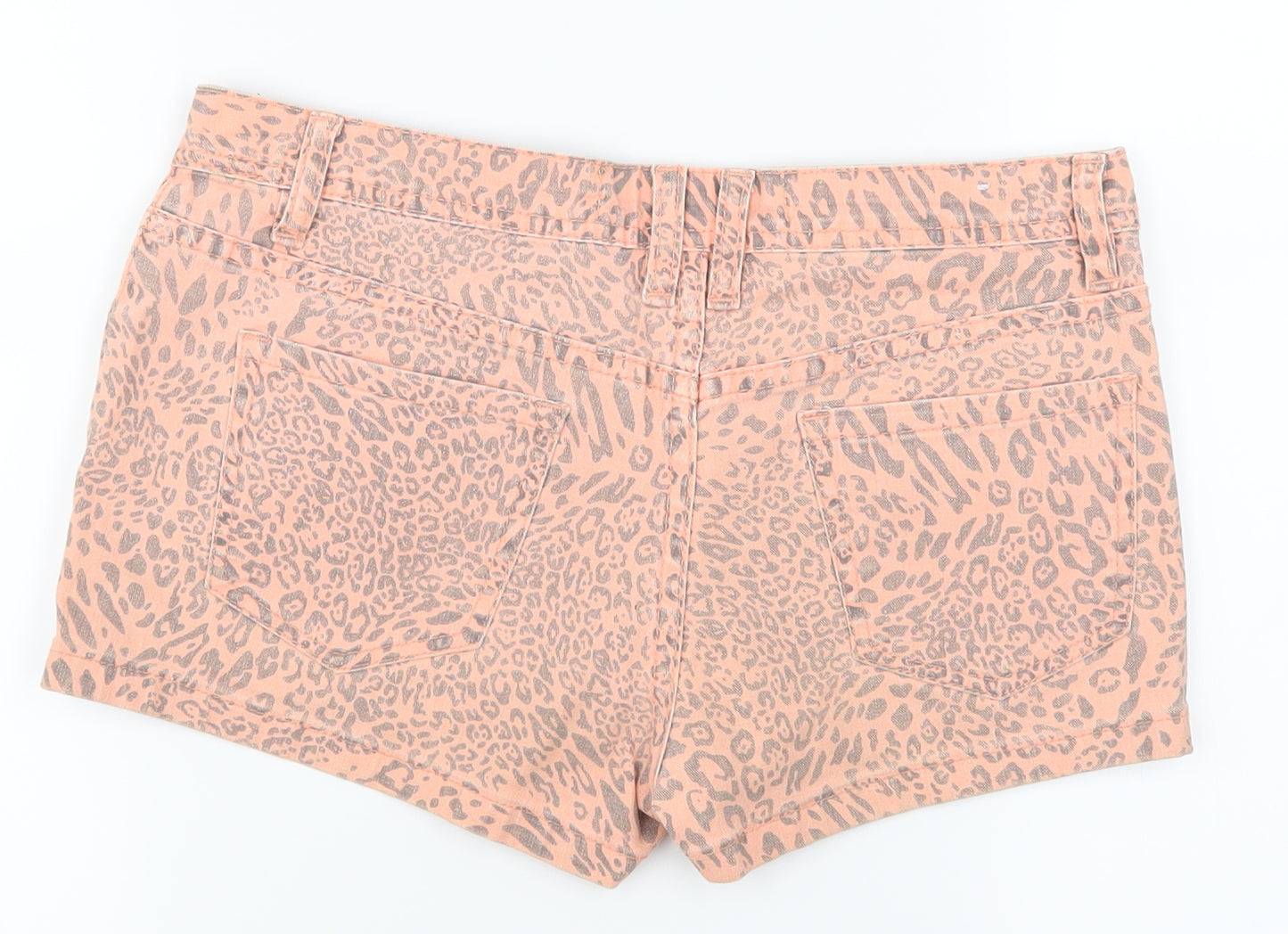 NewLook Girls Pink Animal Print Denim Boyfriend Shorts Size 14 Years