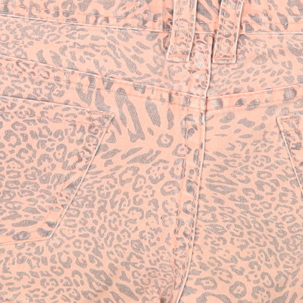 NewLook Girls Pink Animal Print Denim Boyfriend Shorts Size 14 Years