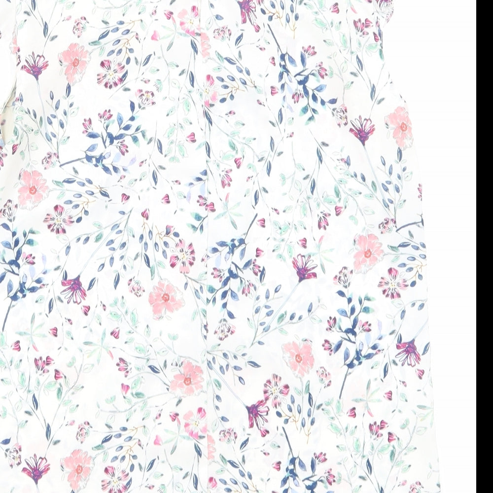 F&F Womens Silver Floral  Basic Blouse Size 8