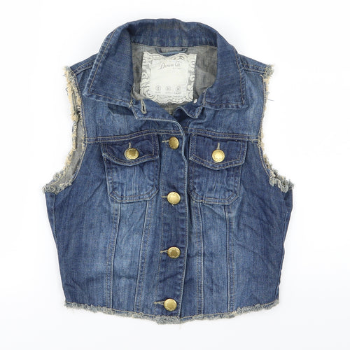 Denim & Co. Womens Blue  Denim Jacket Waistcoat Size 8