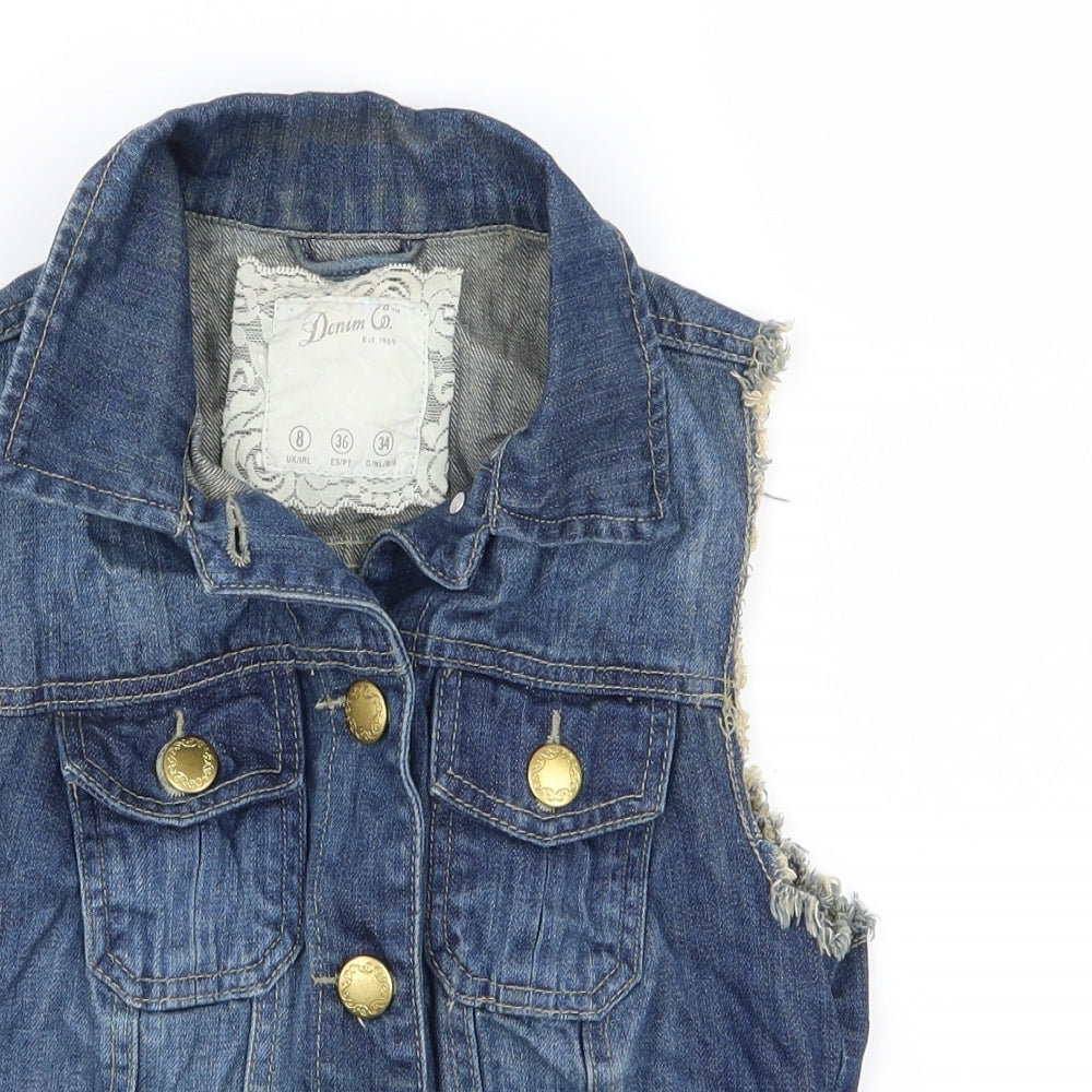 Denim & Co. Womens Blue  Denim Jacket Waistcoat Size 8