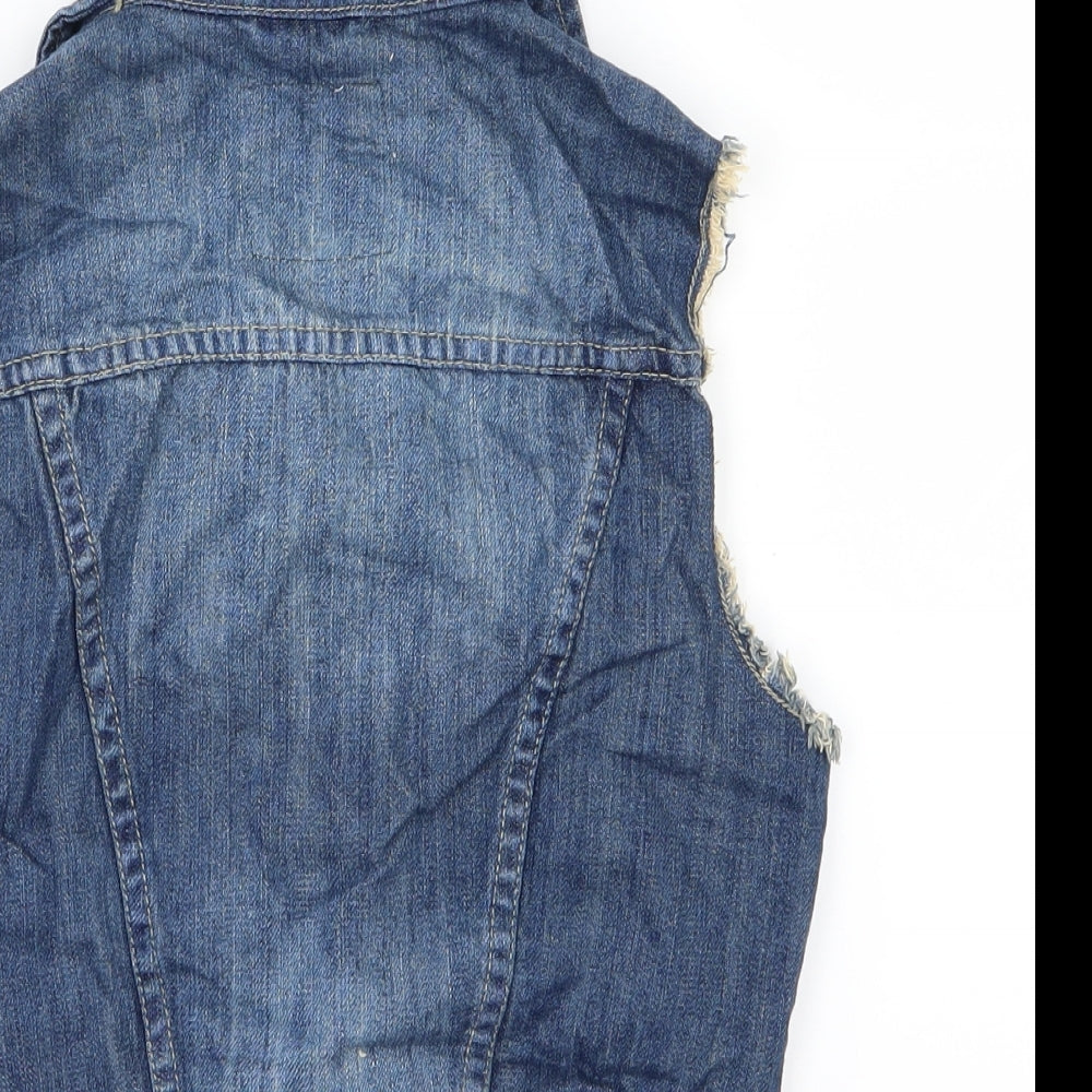 Denim & Co. Womens Blue  Denim Jacket Waistcoat Size 8