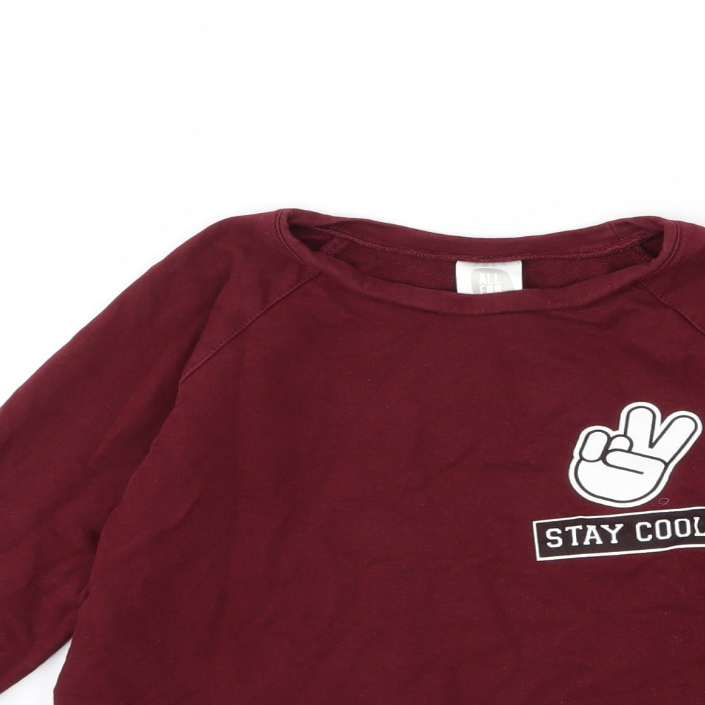 All for kids Boys Red  Jersey Pullover Sweatshirt Size 8-9 Years