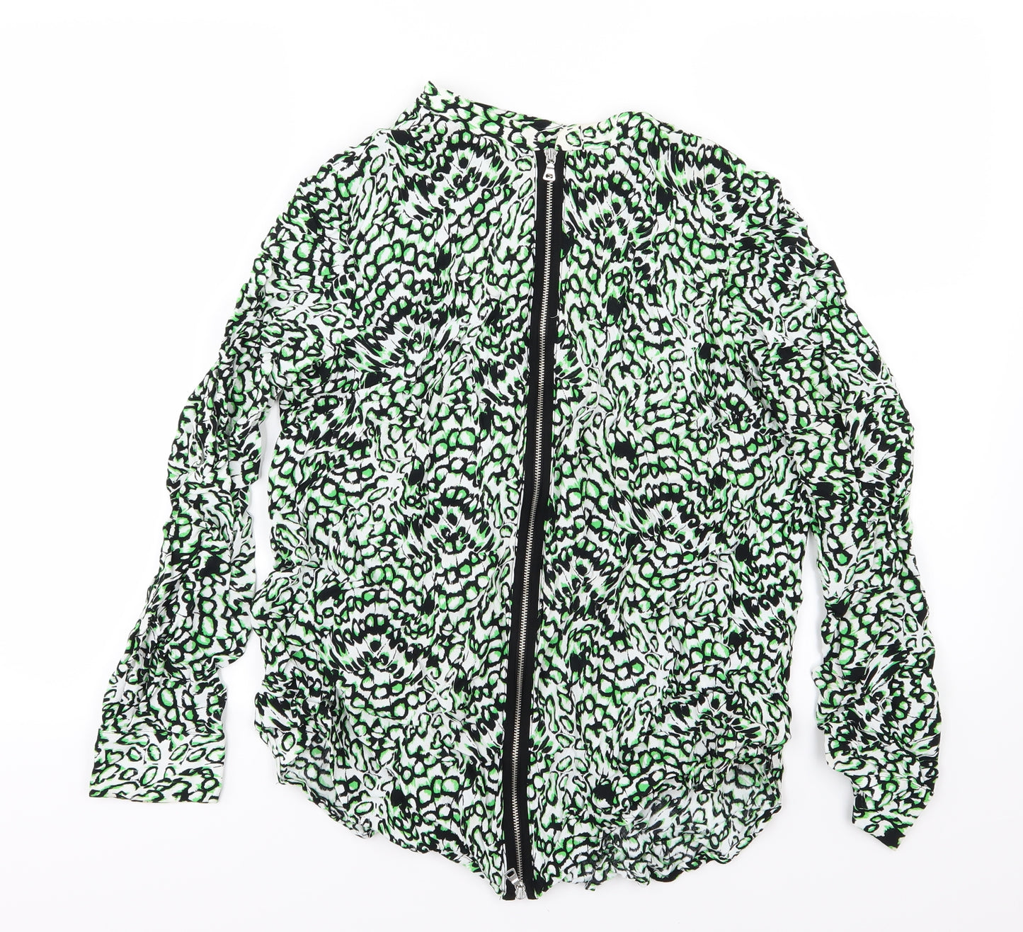 French Connection Womens Green Animal Print Chiffon Jacket  Size 16