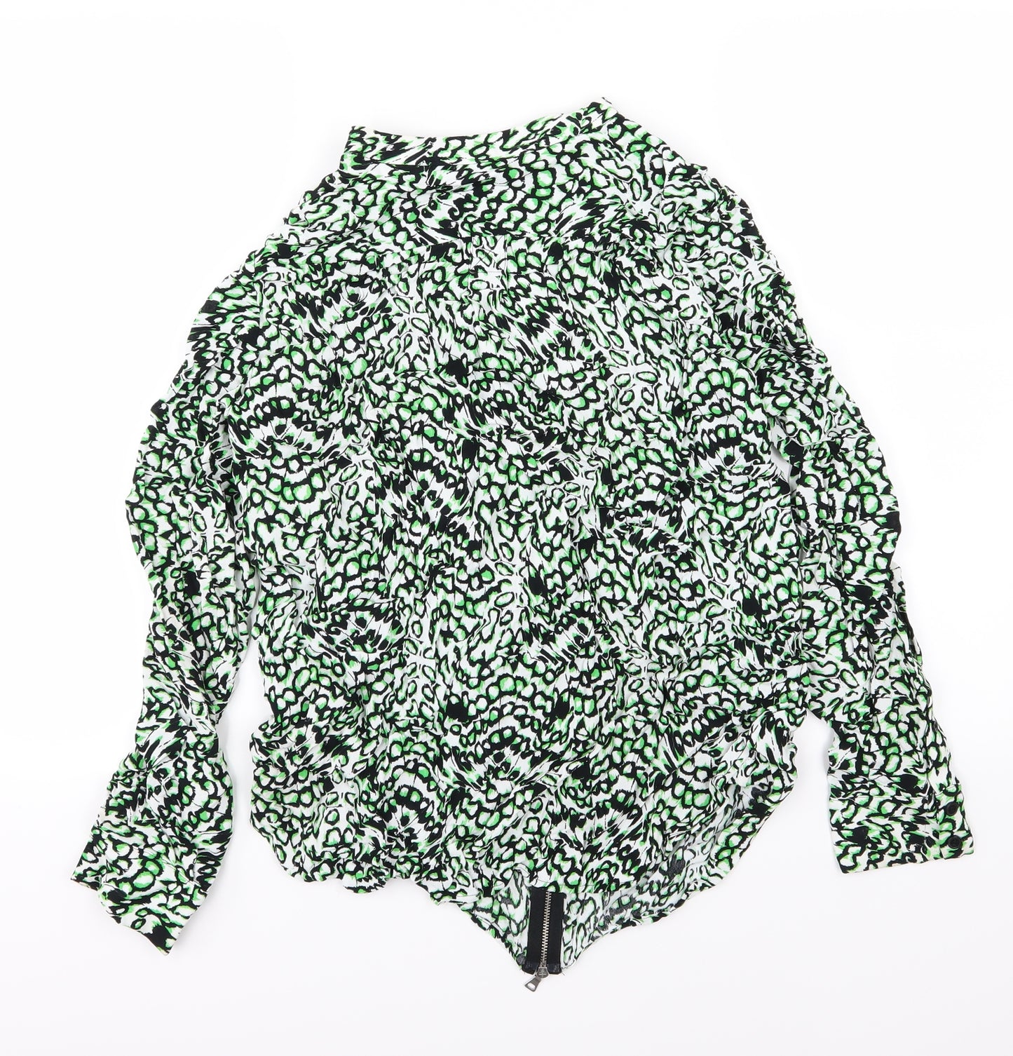 French Connection Womens Green Animal Print Chiffon Jacket  Size 16