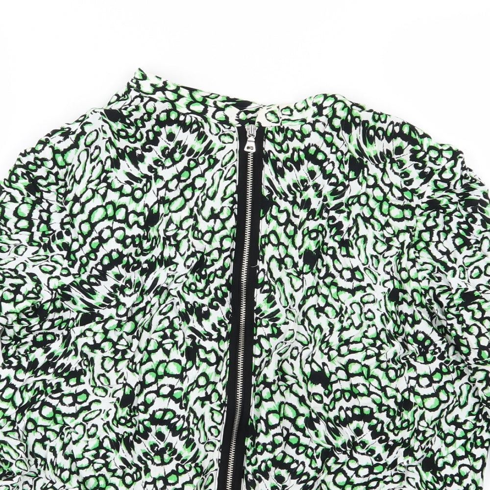 French Connection Womens Green Animal Print Chiffon Jacket  Size 16