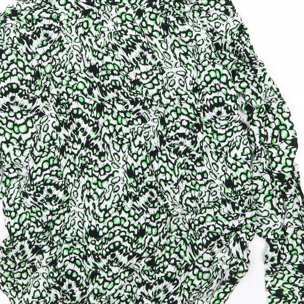 French Connection Womens Green Animal Print Chiffon Jacket  Size 16