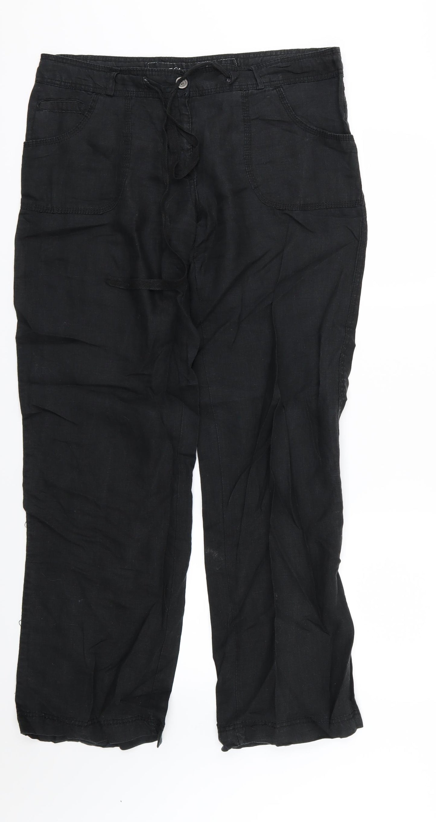 Denim & Co. Womens Black   Trousers  Size 14 L32 in