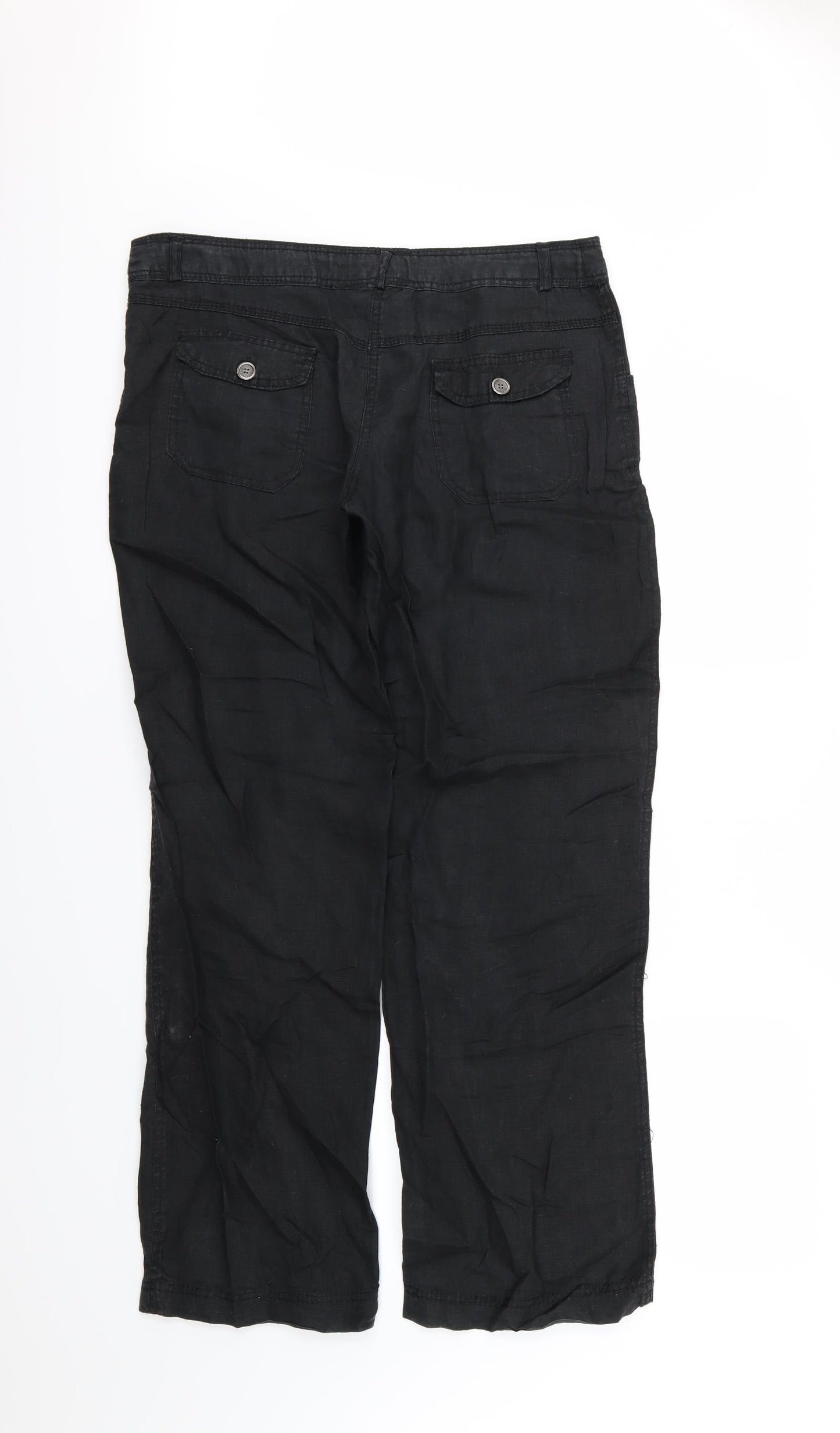 Denim & Co. Womens Black   Trousers  Size 14 L32 in