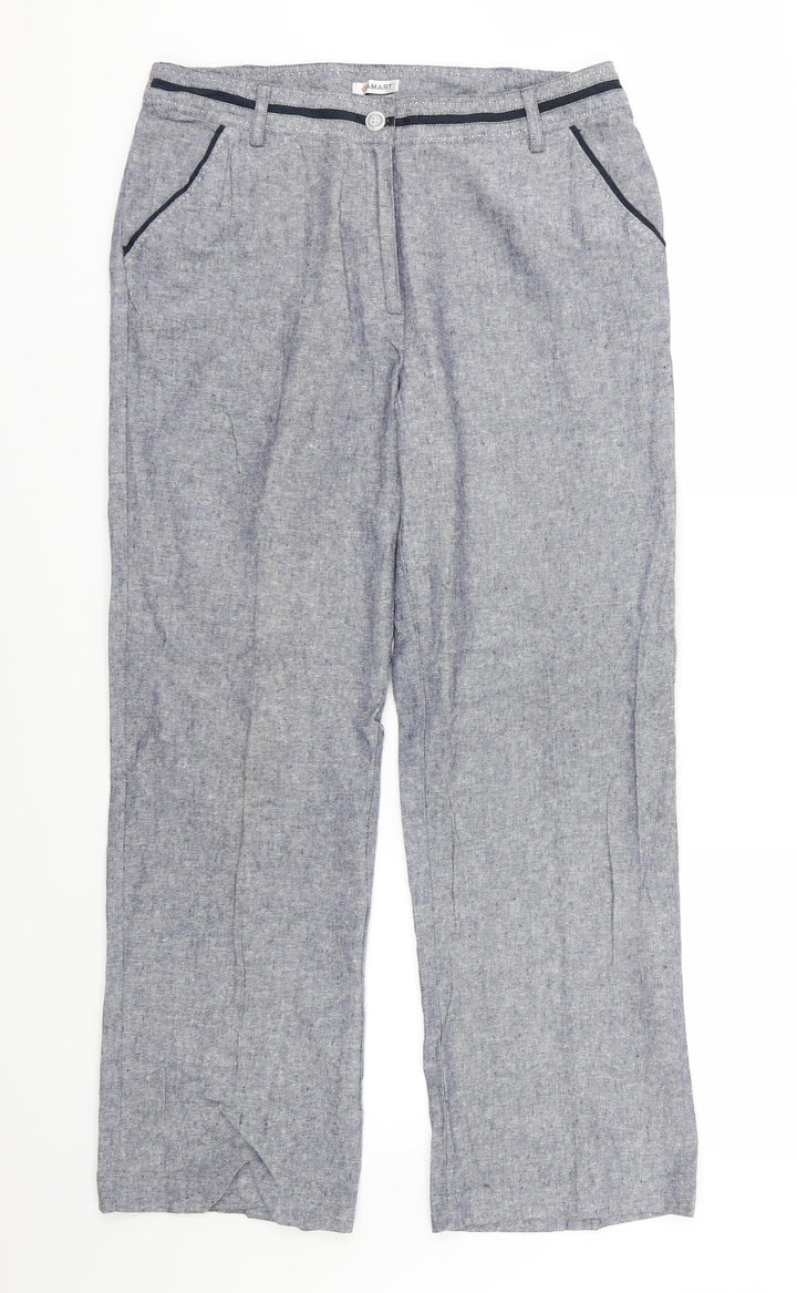 Damart Womens Blue Trousers Size 14 L29 in