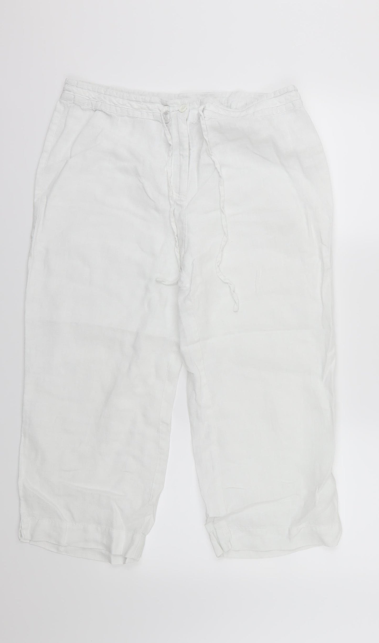 EAST Womens White   Cropped Trousers Size 14 L21 in