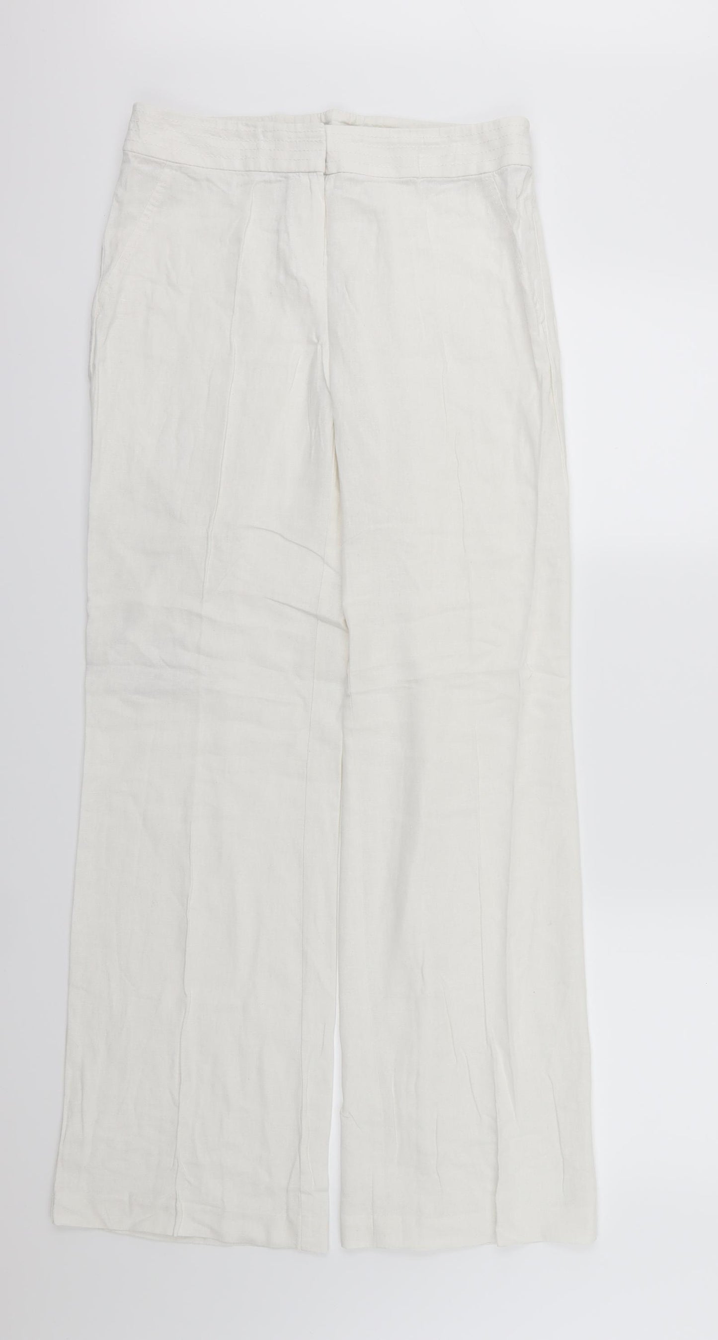 Marks and Spencer Womens White   Trousers  Size 10 L32 in