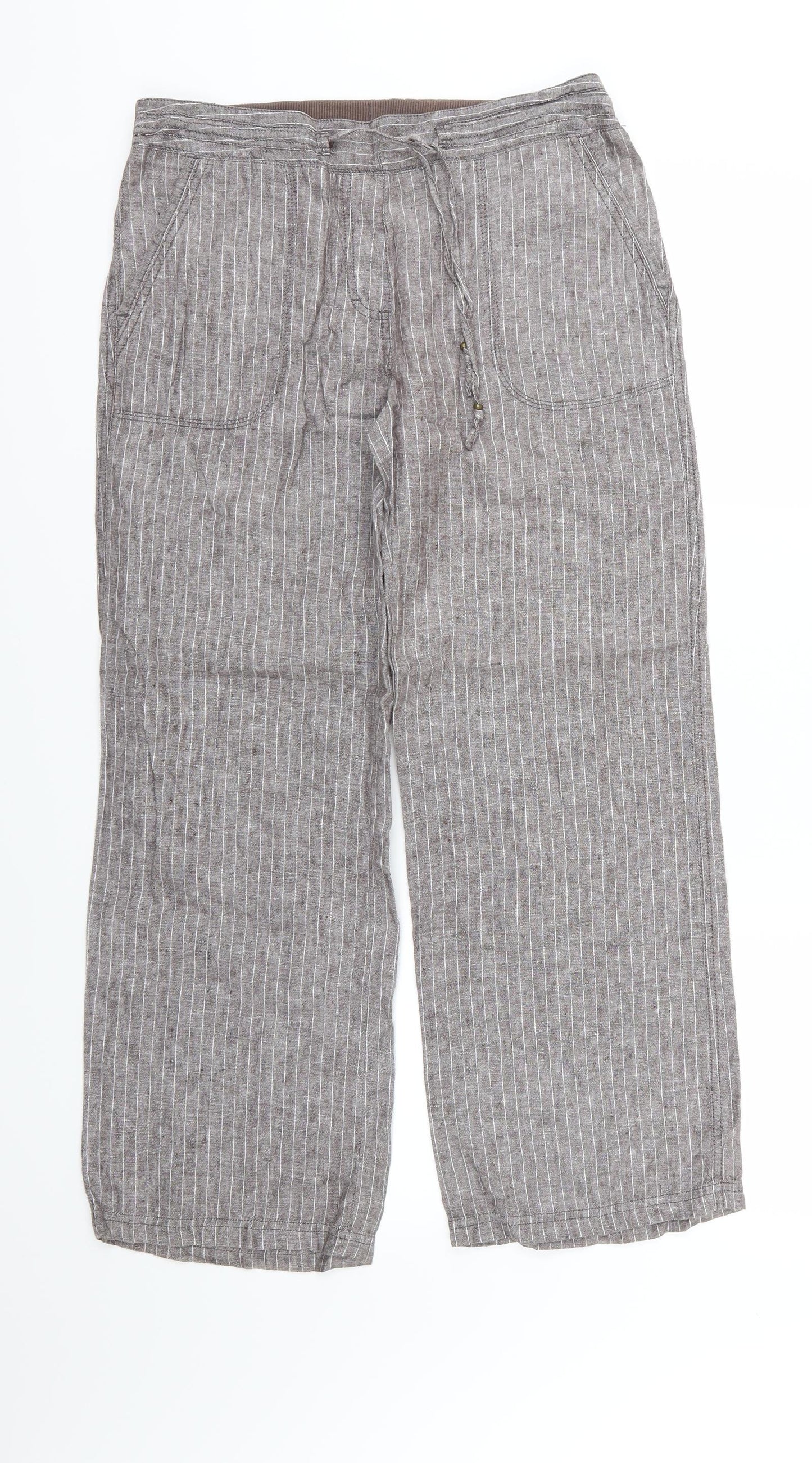 Marks and Spencer Womens Grey Striped  Trousers  Size 10 L27 in