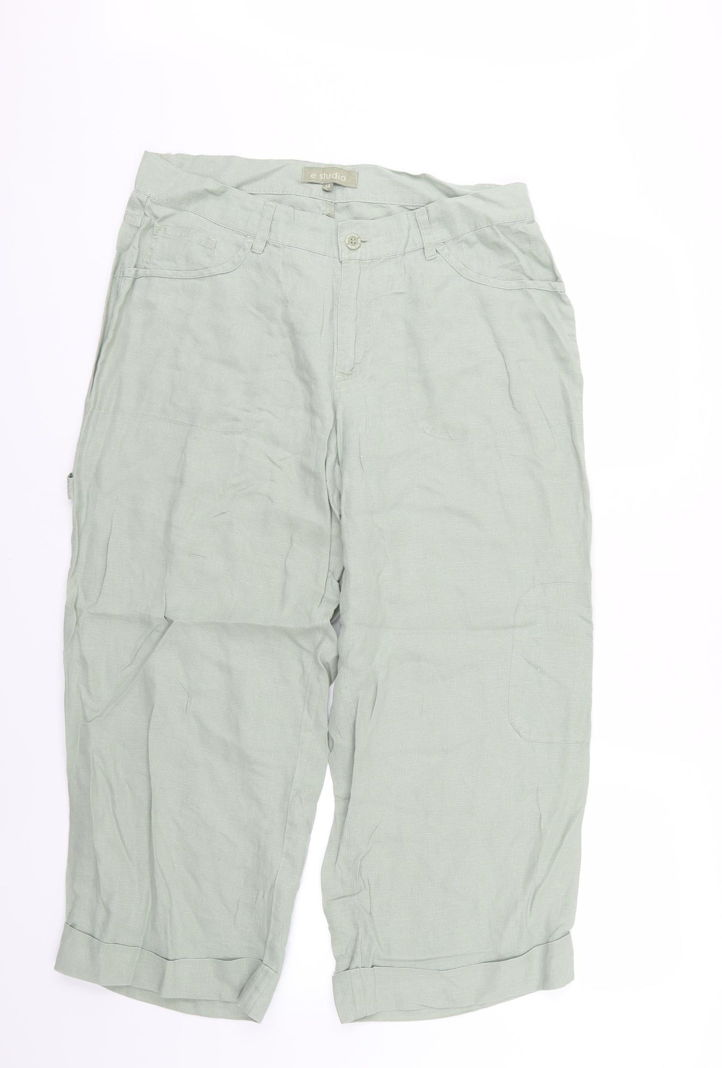 E Studio Womens Green   Trousers  Size 14 L26 in