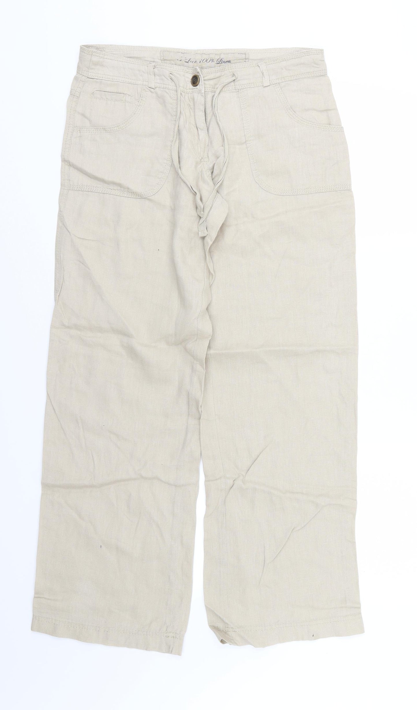 Denim & Co. Womens Beige   Trousers  Size 8 L30 in