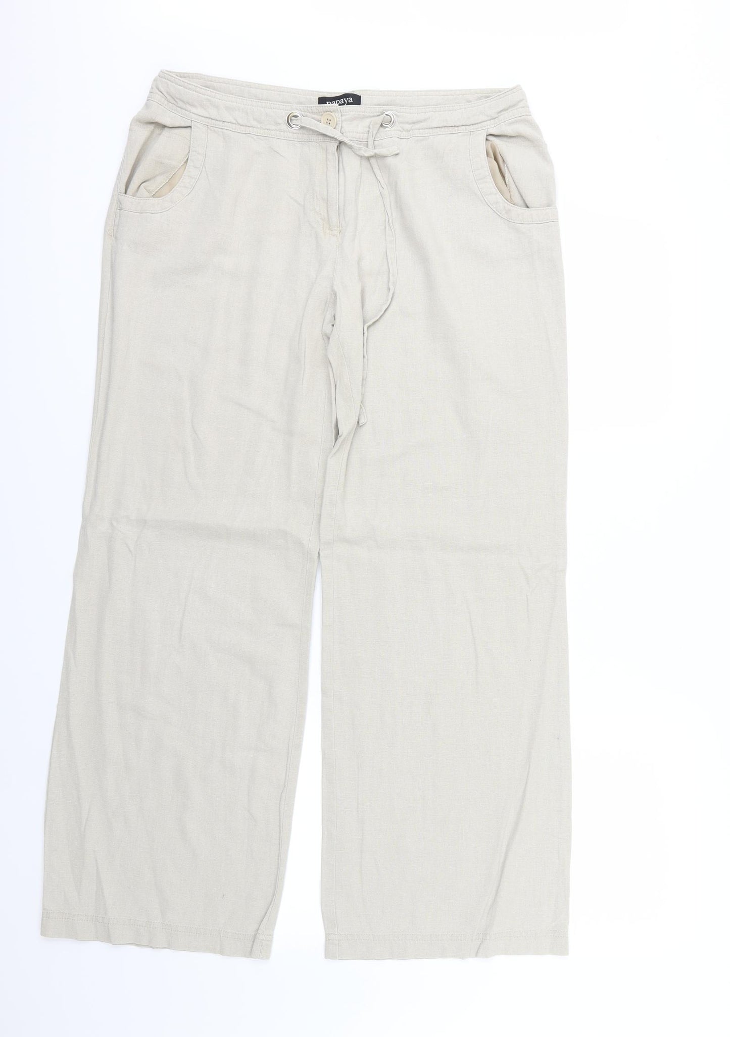 Papaya Womens Beige   Trousers  Size 14 L30 in