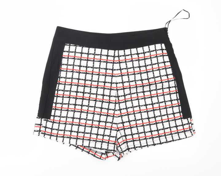 Missi Womens White Check Mom Shorts Size 14