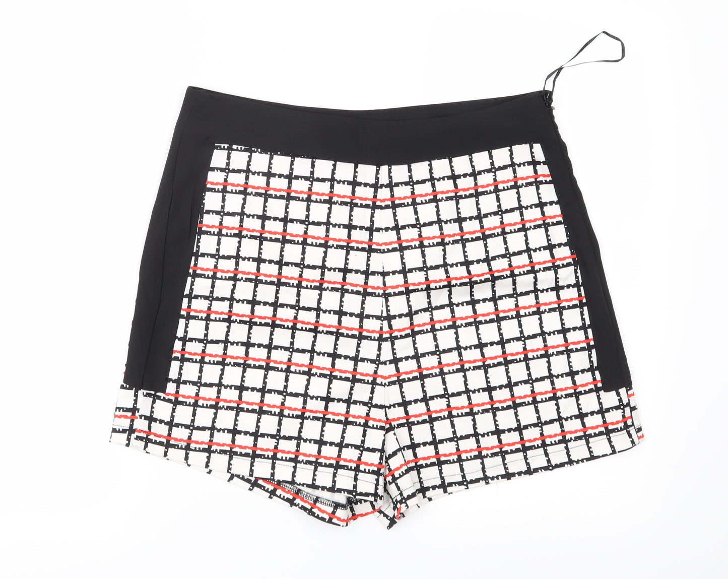 Missi Womens White Check  Mom Shorts Size 14