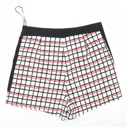 Missi Womens White Check  Mom Shorts Size 14