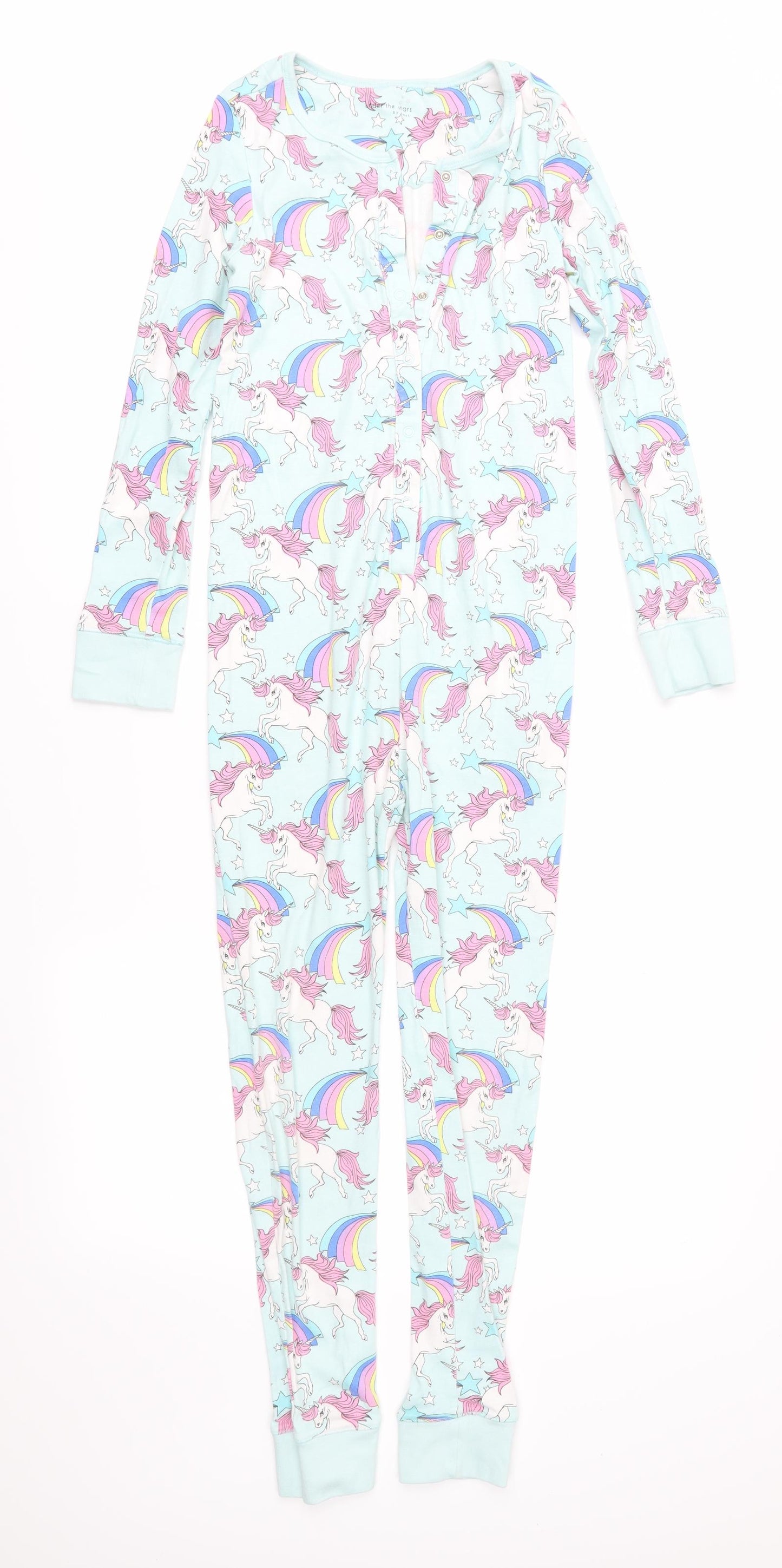 NEXT Girls Green Geometric Jersey  One Piece Size 12 Years  - Unicorn