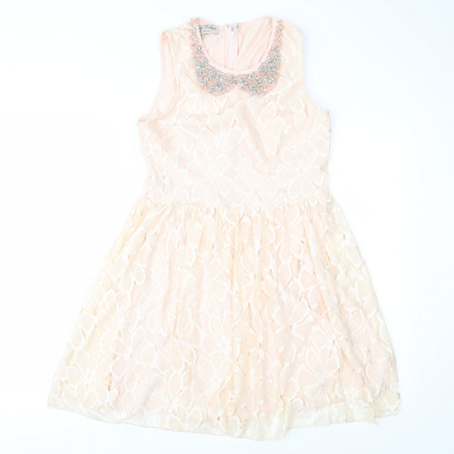 Parisian Collection Womens Pink  Lace Fit & Flare  Size 12