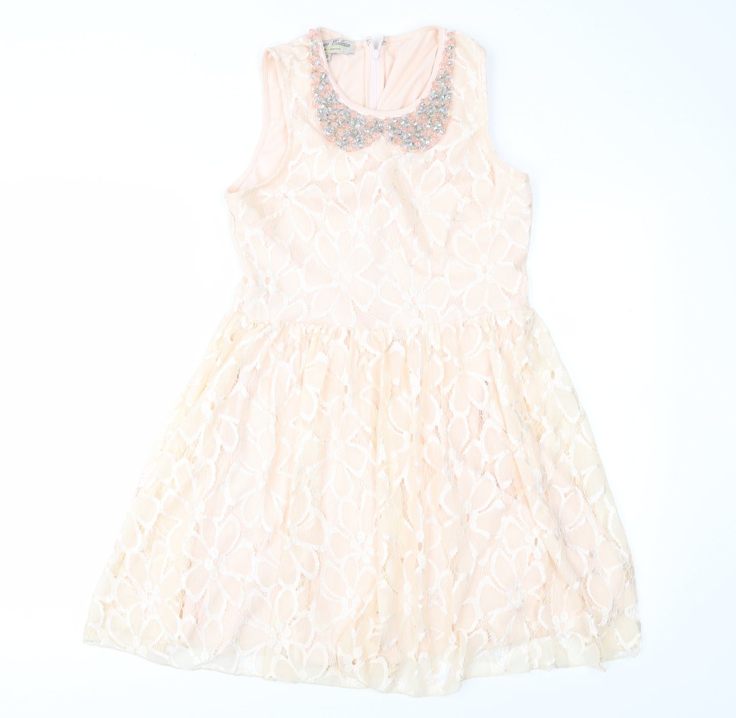 Parisian Collection Womens Pink  Lace Fit & Flare  Size 12