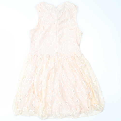 Parisian Collection Womens Pink  Lace Fit & Flare  Size 12