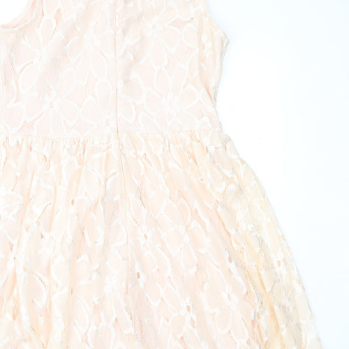 Parisian Collection Womens Pink  Lace Fit & Flare  Size 12