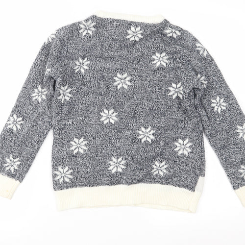 Primark Boys Grey Fair Isle Knit Pullover Jumper Size 9-10 Years  - Rudolph Christmas