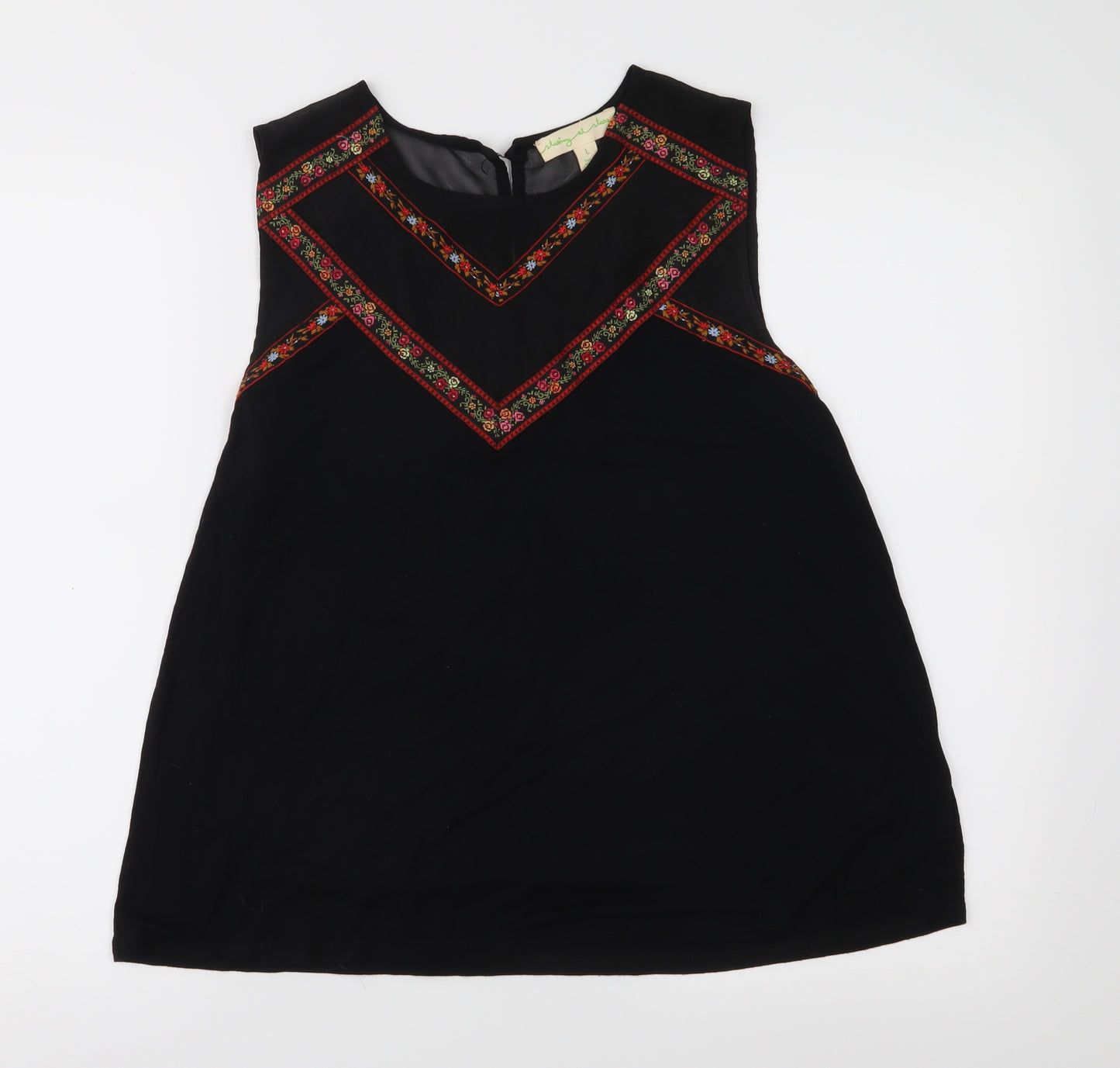 Staring at Stars Womens Black Floral  Basic Blouse Size L