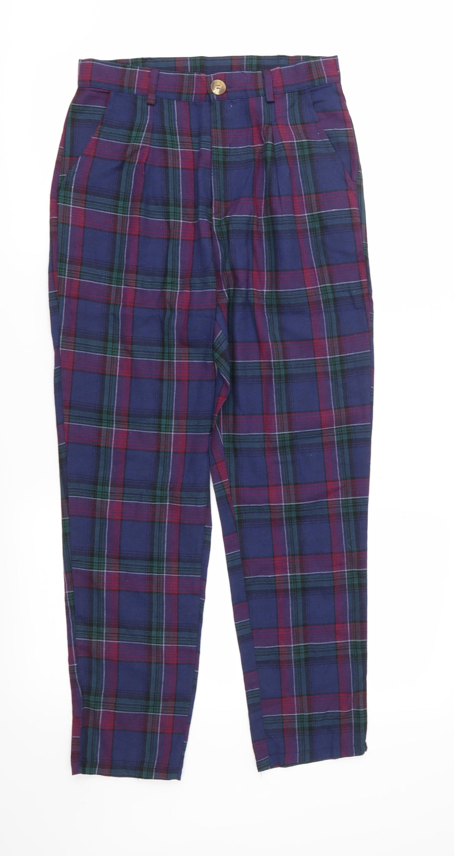 SheIn Womens Blue Plaid  Trousers  Size S L25 in