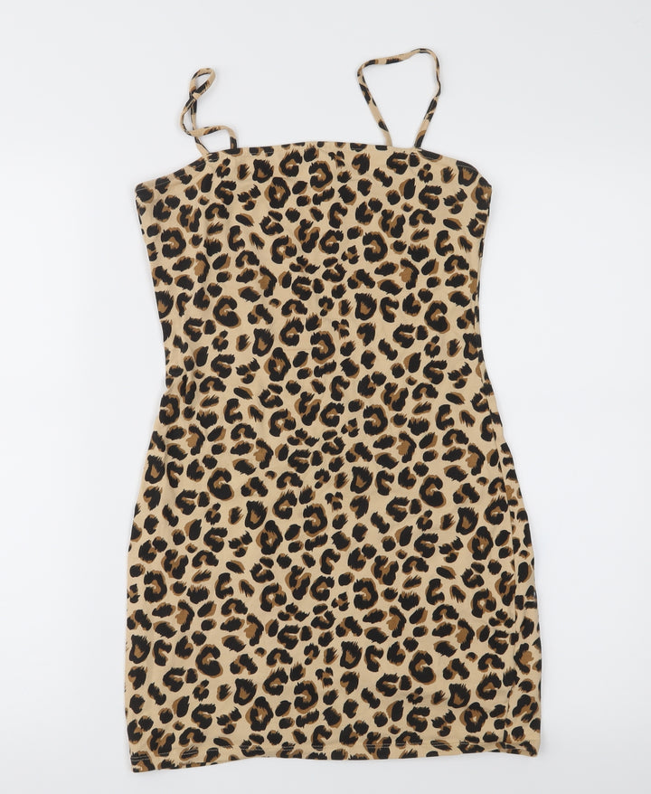 Divided Womens Brown Animal Print Jersey Sheath Size 10