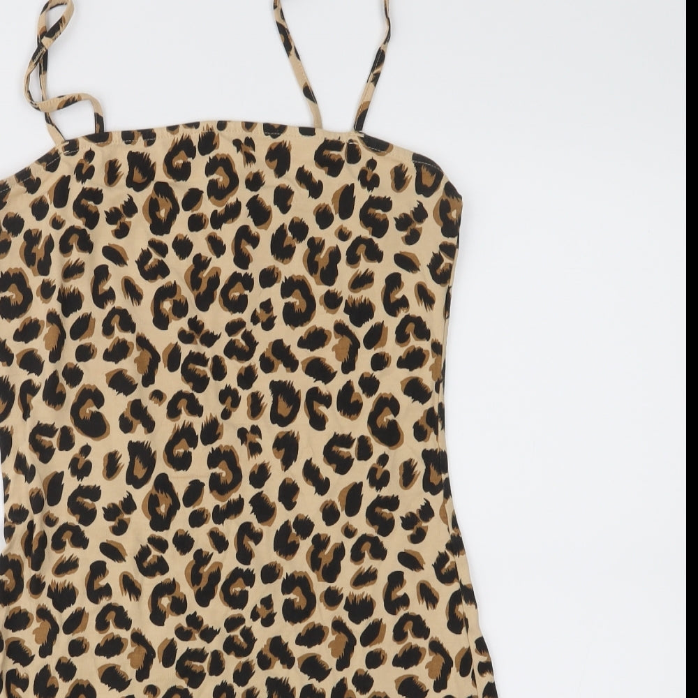 Divided Womens Brown Animal Print Jersey Sheath  Size 10