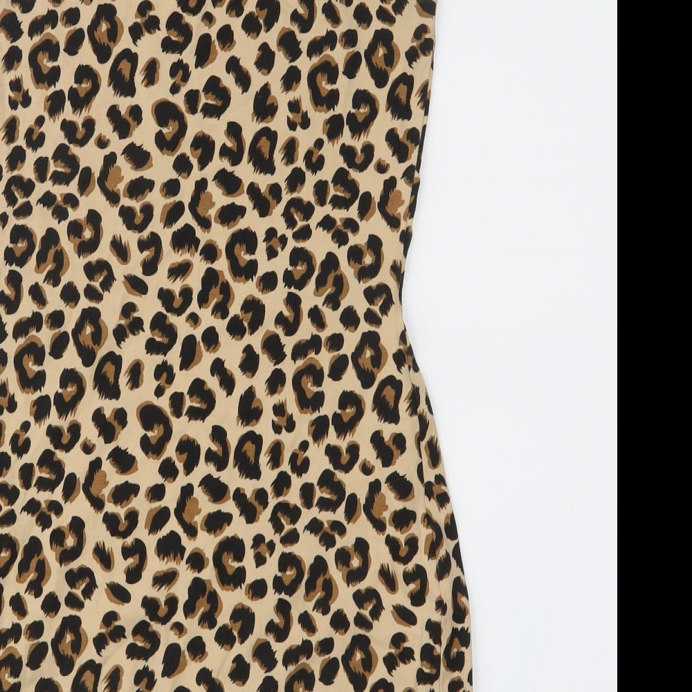 Divided Womens Brown Animal Print Jersey Sheath  Size 10