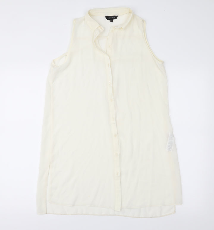 New Look Womens Ivory  Chiffon Basic Blouse Size 10